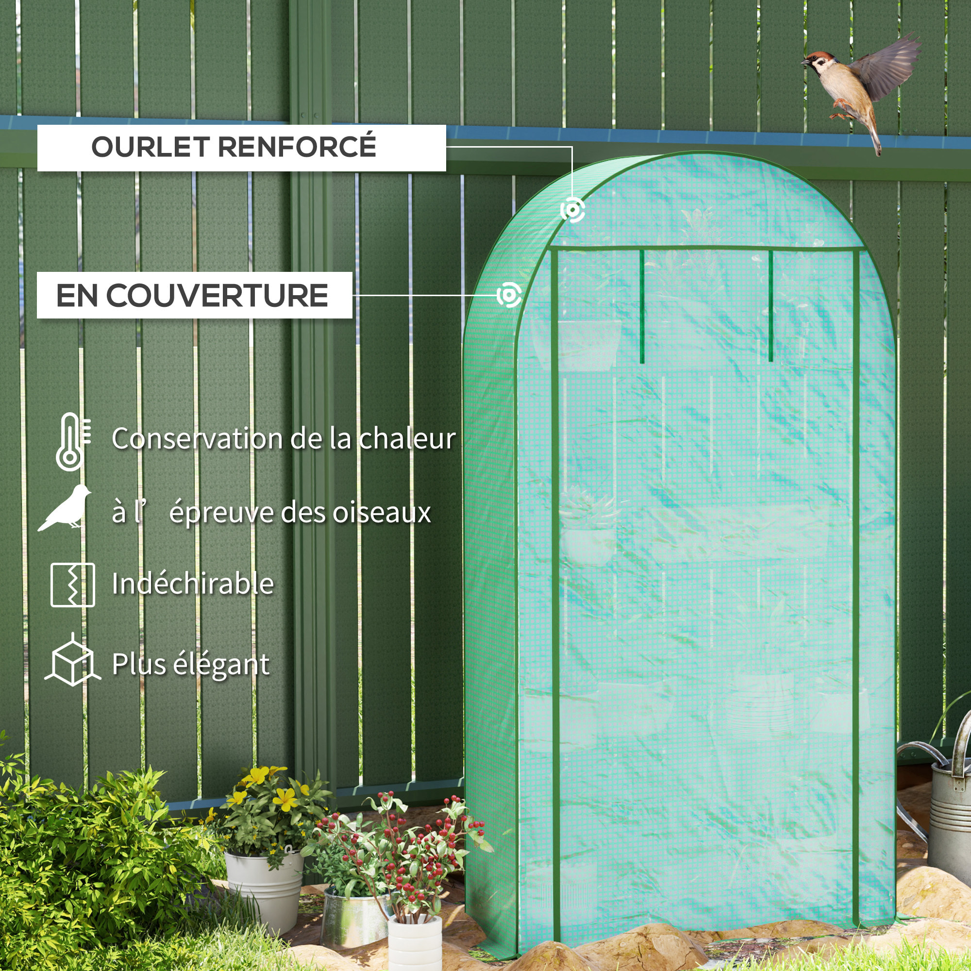 Serre de balcon jardin 4 étagères 105 x 45 x 160 cm vert