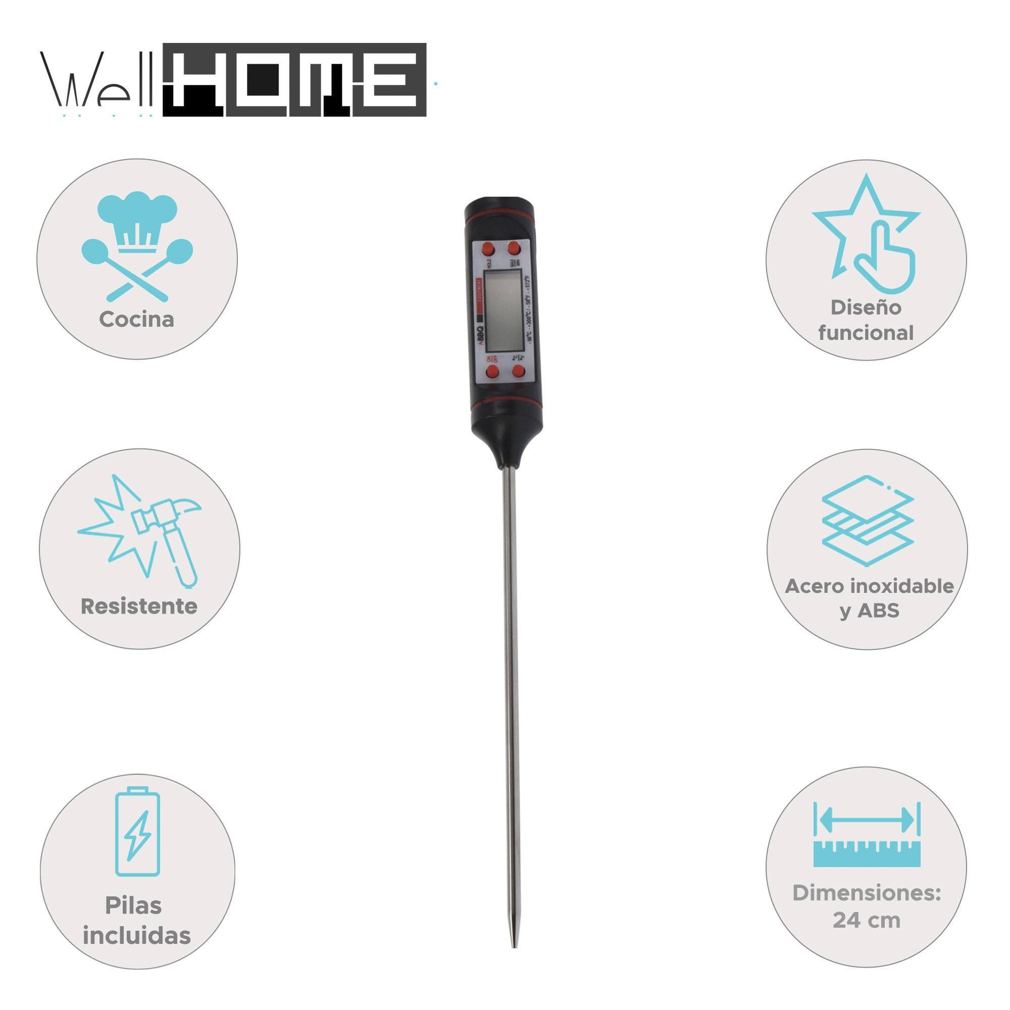 termómetro digital para carne en acero inoxidable 24cm