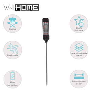 termómetro digital para carne en acero inoxidable 24cm