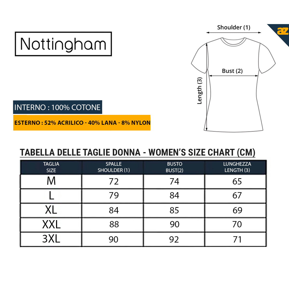 2 Maglie Intime da Donna Scollo Rotondo Nottingham Art. NOTTDTM1, Bianco