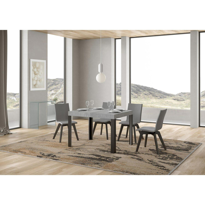 Mesa extensible 70x110/194 cm Linea Cemento estructura Antracita