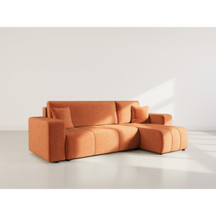 Nicole - canapé d'angle réversible 4 places convertible avec coffre en tissu - Rouille