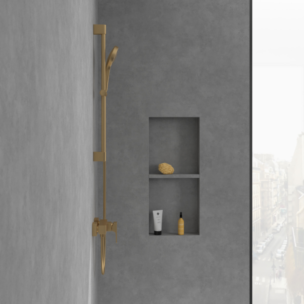 Mitigeur mécanique douche Architectura Square Or brossé