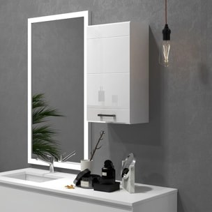 Armario de Baño de Pared, Mueble de Baño Colgar con Estante Ajustable, para Cocina, Lavadero, Dormitorio, Blanco Brillo