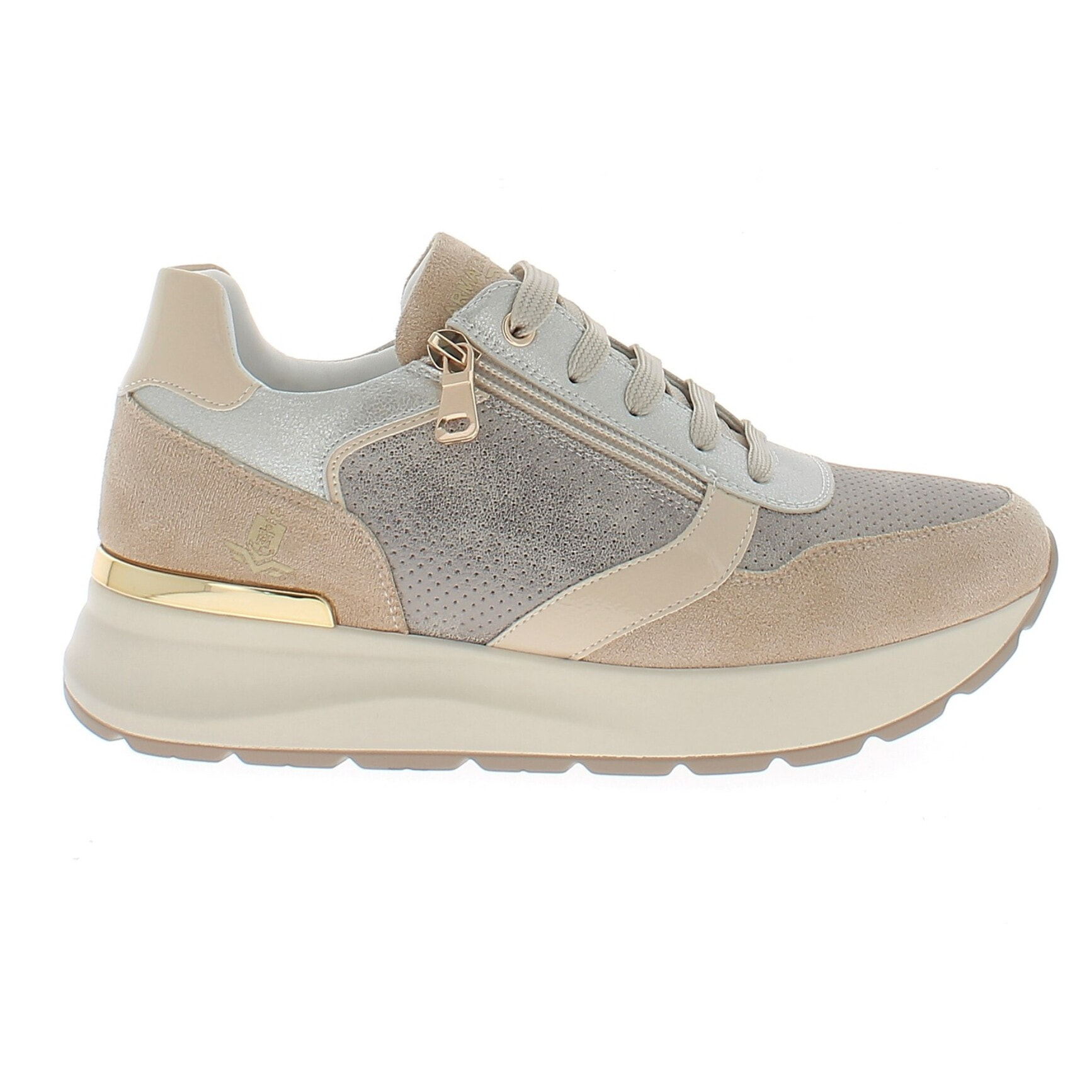 Armata di Mare Scarpe Donna Sneakers Casual Zip Laterale con Soletta in Memory Foam AMD S61H10 Beige Bronze