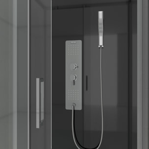 Cabine de douche Hydromassante 110x80x215 cm - Fond Noir et Profilés Gris - BLACK STYLE