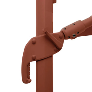 Parasol déporté rectangulaire inclinable Melhia 4x3 m acajou/lin