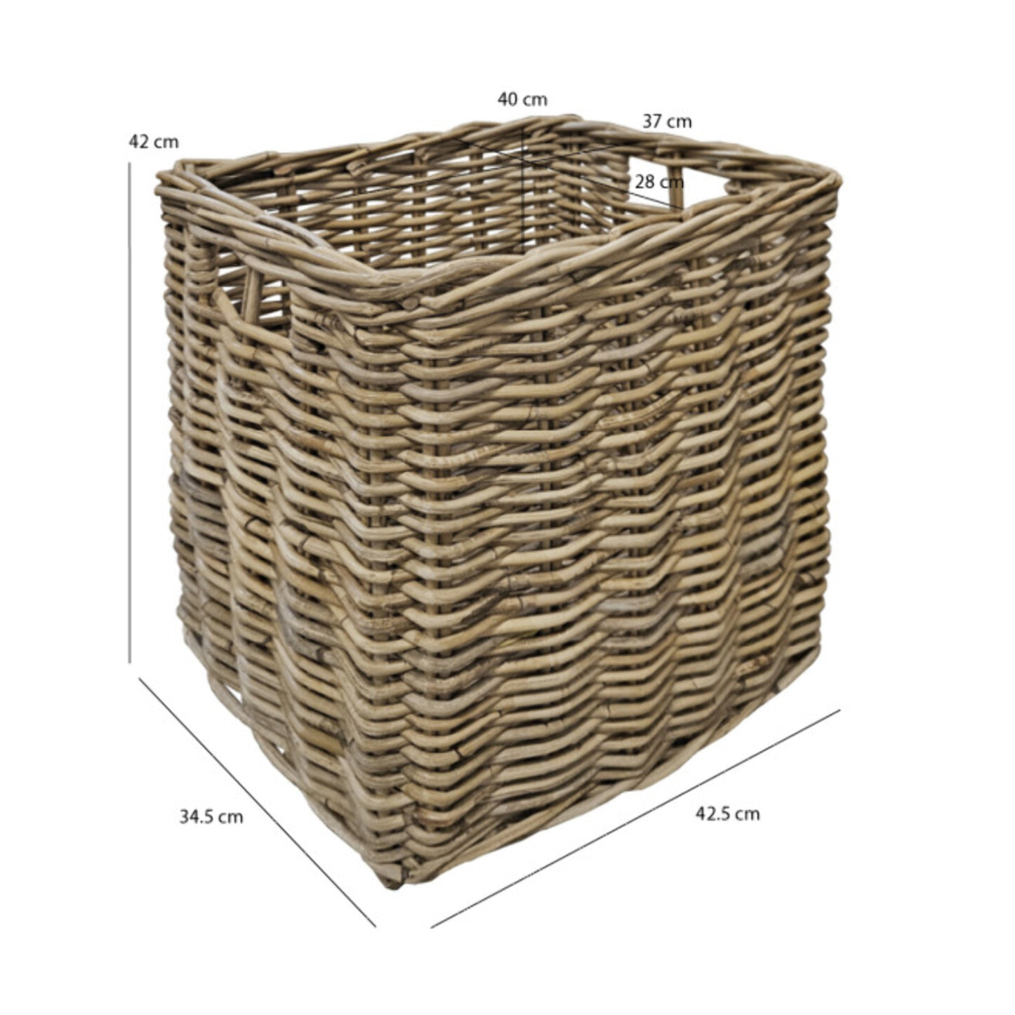 Grand panier H. 42 cm en kubu naturel tressé - EDWIN