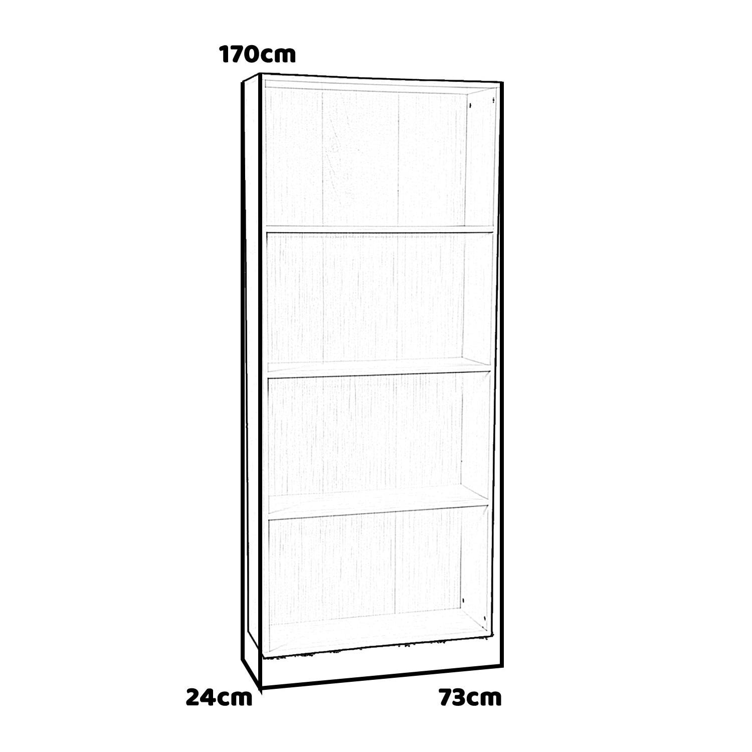 Beth - libreria in legno a 4 ripiani - 73x24x170h cm marrone