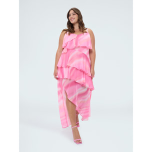 Fiorella Rubino - Vestito lungo svasato in georgette - Fucsia