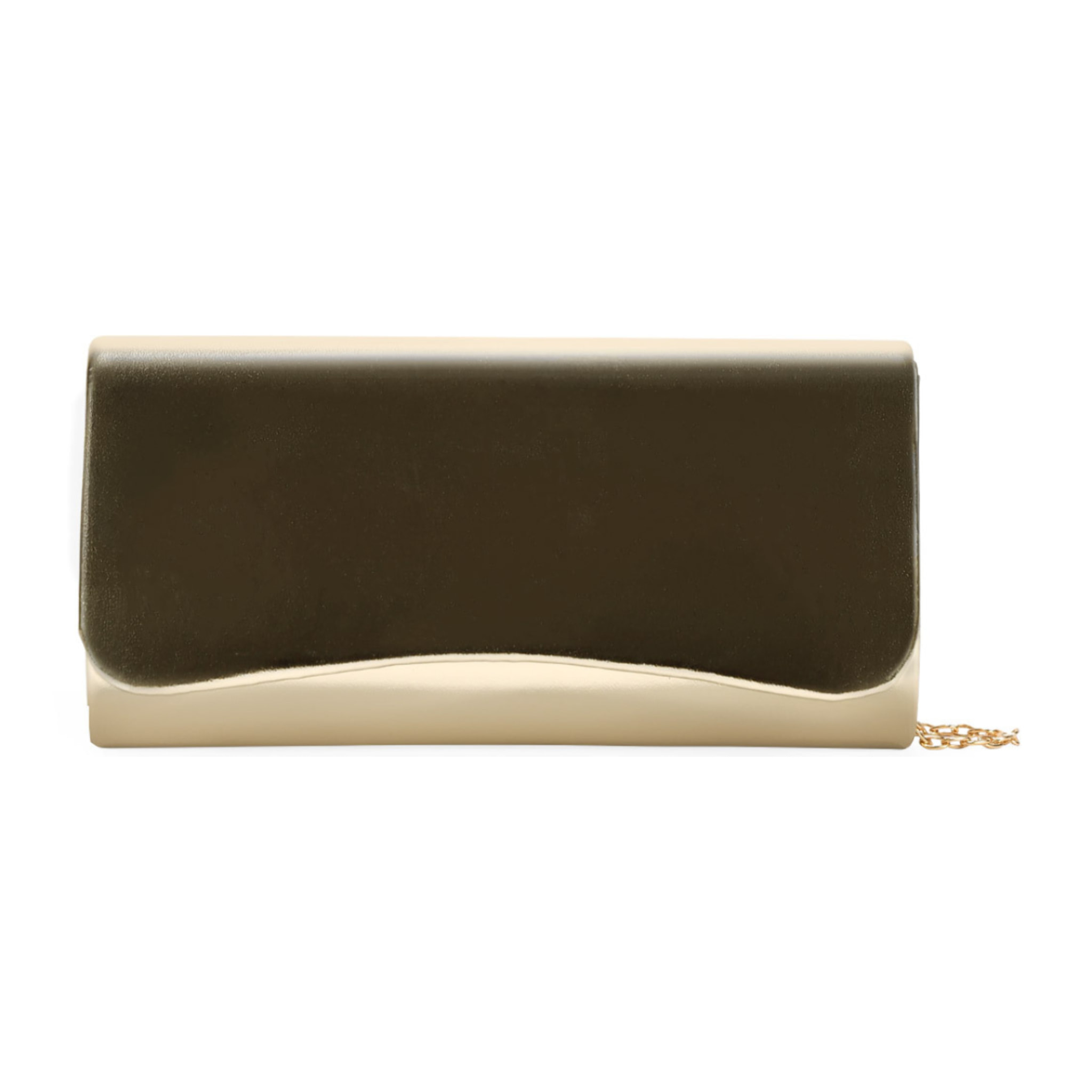 Bolso de fiesta dorado con solapa