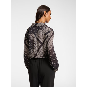 Elena Mirò - Camicia dalla stampa foulard - Nero