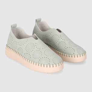 Zapatos de Tejido - Manzana/Lg.Green - Tacón: Bajo