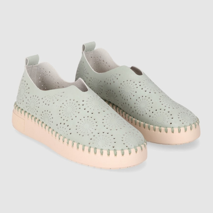 Zapatos de Tejido - Manzana/Lg.Green - Tacón: Bajo