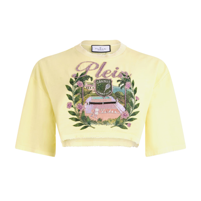 PHILIPP PLEIN Cropped T-Shirt Cannes Tennis Club