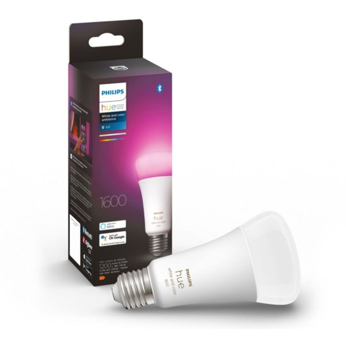 Ampoule LED connectée PHILIPS HUE W&C E27 100W