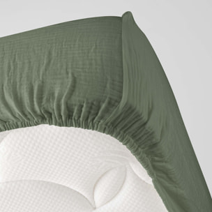 Drap Housse en gaze de coton - Kaki