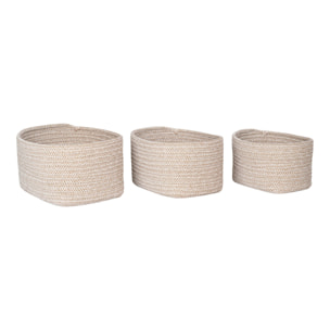 Set 3 cestini in cotone intrecciato Cadima — beige nordico