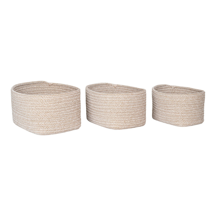 Set 3 cestini in cotone intrecciato Cadima — beige nordico