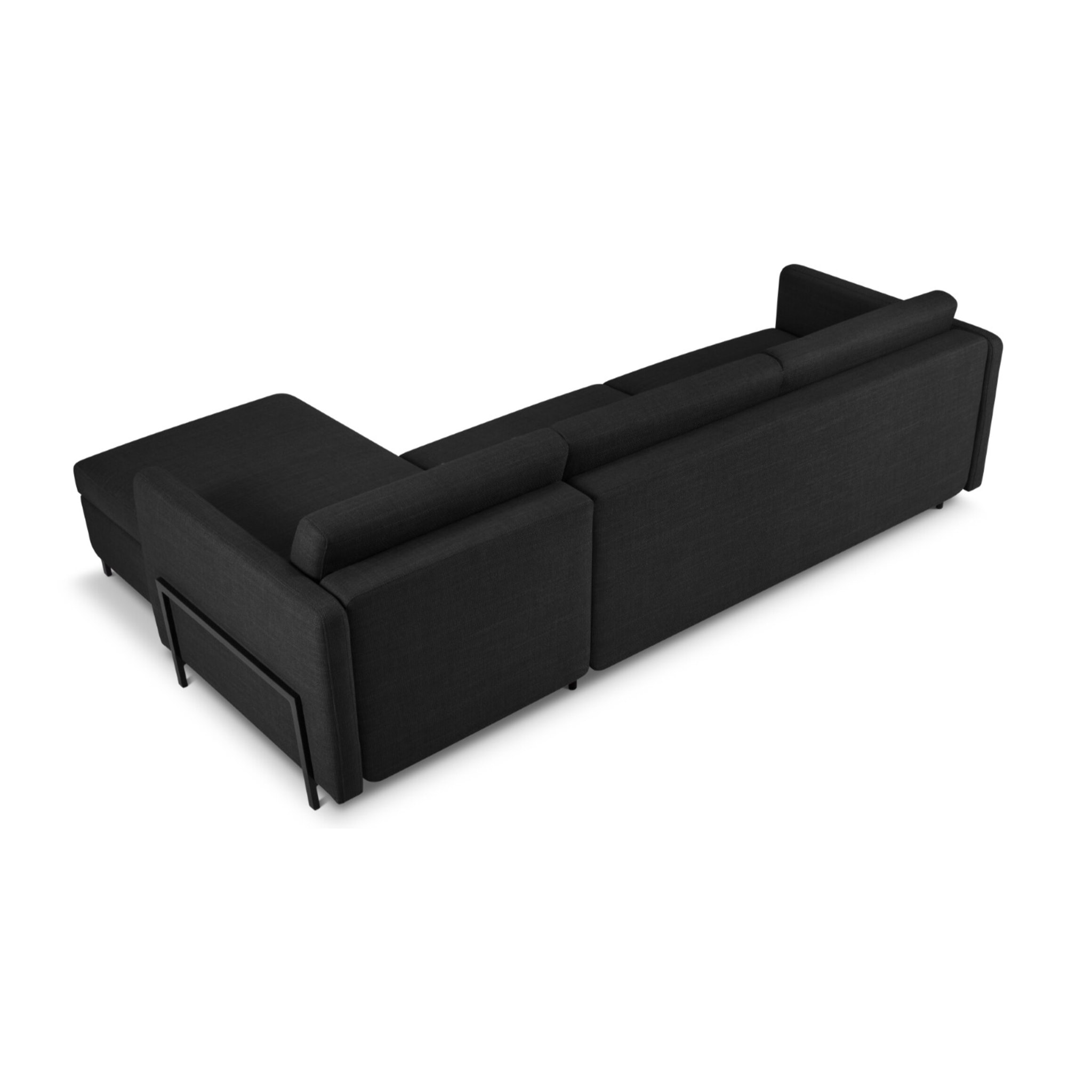 Canapé d'angle droit convertible avec coffre de rangement "Yanis" 5 places en tissu structurel gris foncé