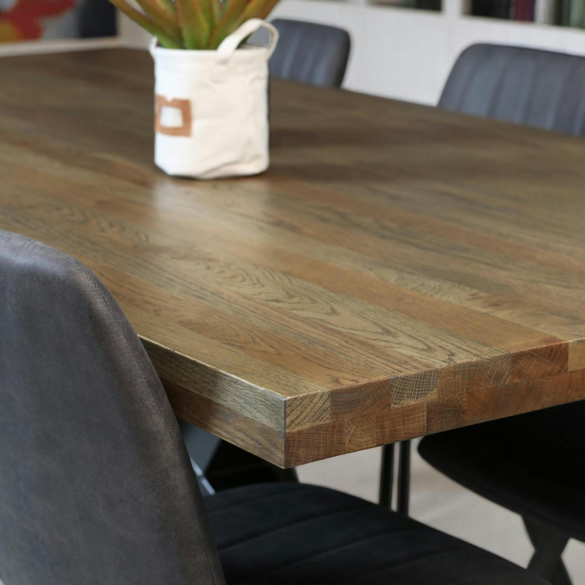 Table pied central en chêne 200 cm HUDSON