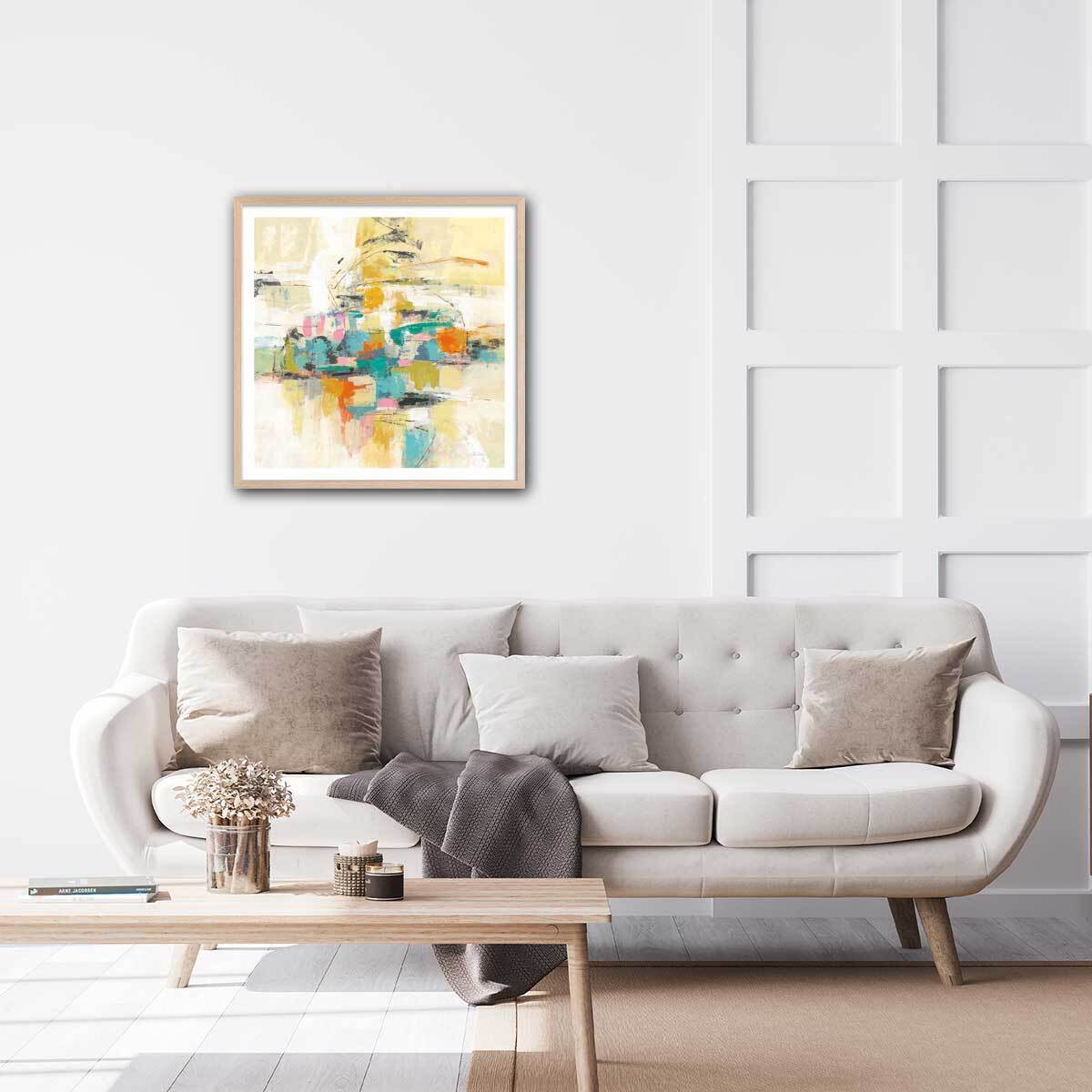 Poster Peinture sur soie Affiche + cadre en bois - Chêne