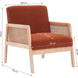 Fauteuil en cannage et tissu bouclé - MANI