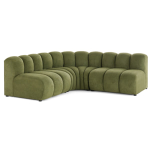 Debbie - canapé modulable d'angle réversible 4 places en tissu texturé - Vert