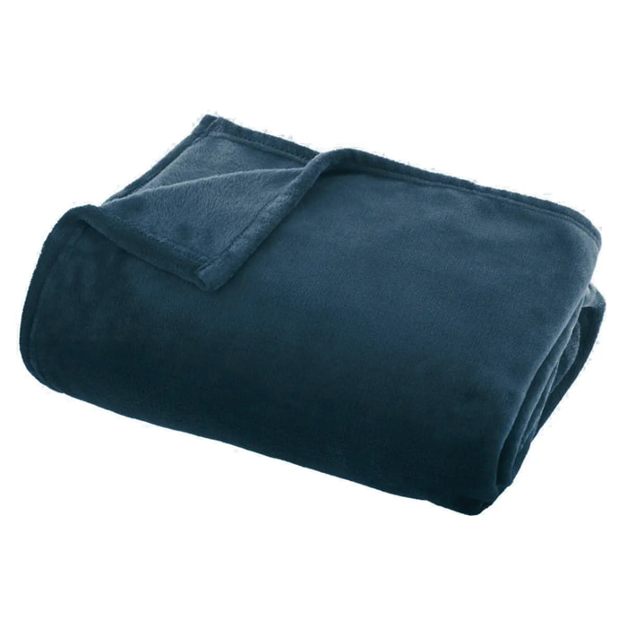 Plaid "Ollis" en flanelle bleu égéen 130x180cm