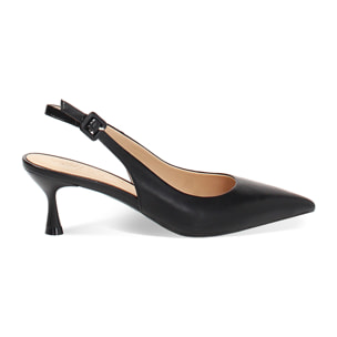 Décolleté slingback donna nere, tacco 6 cm