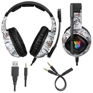 Cuffie Onikuma K19. Cuffie da gioco con microfono, connessione minijack, luci LED. PC, PS4, Xbox One, cellulare, tablet.
