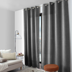 Rideau à oeillets en velours chenillé - Gris Foncé