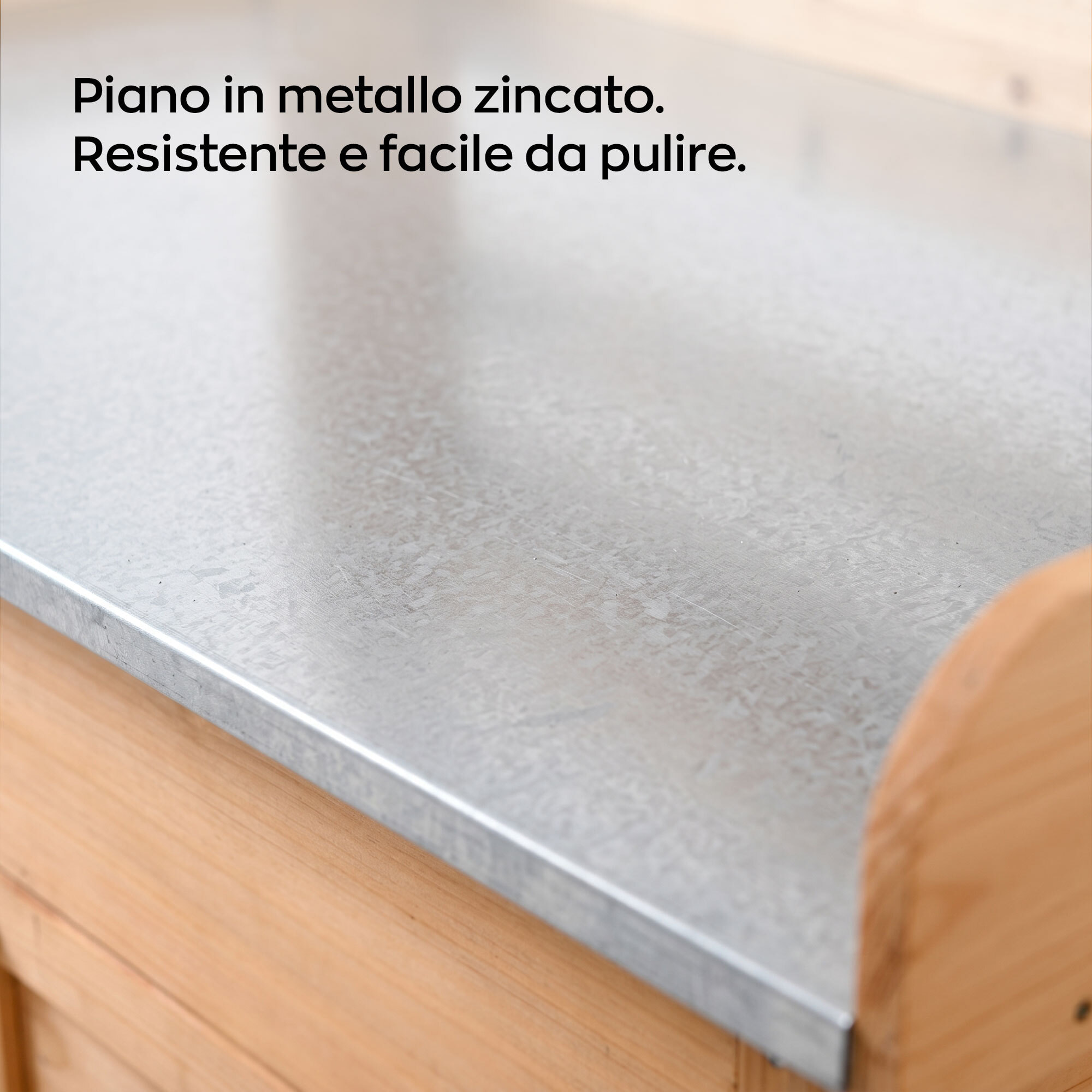 Gröunden - Tavolo da Lavoro per Giardinaggio 102x125x41,4 cm con Ripiano in Metallo e Armadietto in Legno massello
