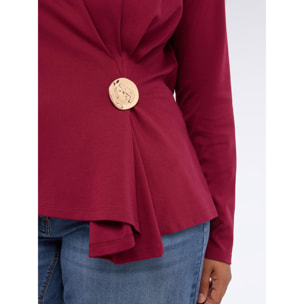 Fiorella Rubino - T-shirt in jersey con design a portafoglio - Bordeaux