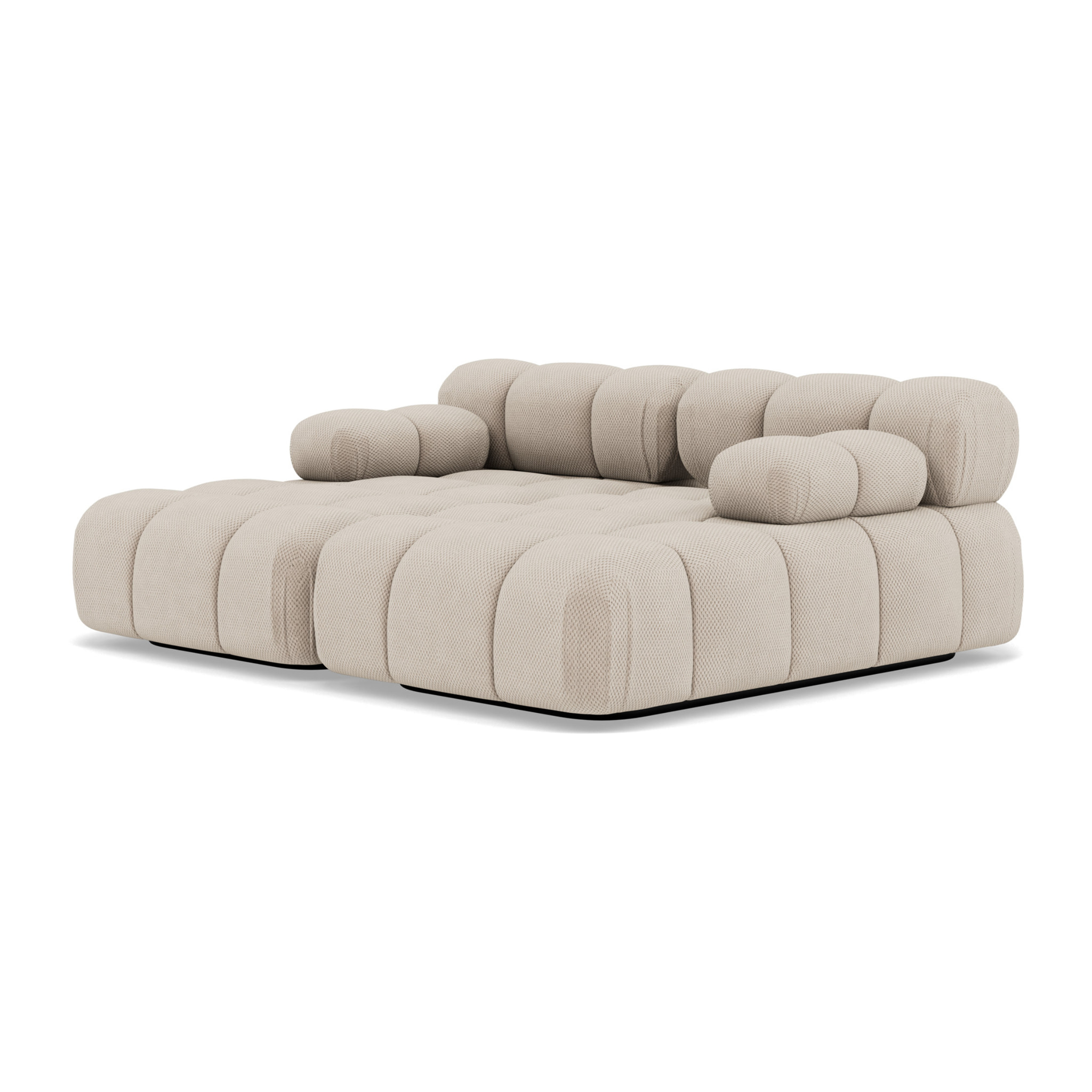 Ruby - canapé droit 4 places avec double méridienne - assise profonde - en velours texturé - Beige