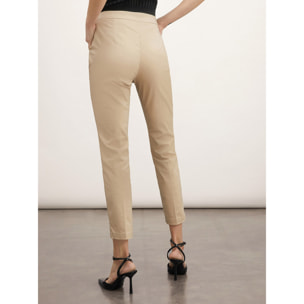 Motivi - Pantalones regular de cintura alta - Beige