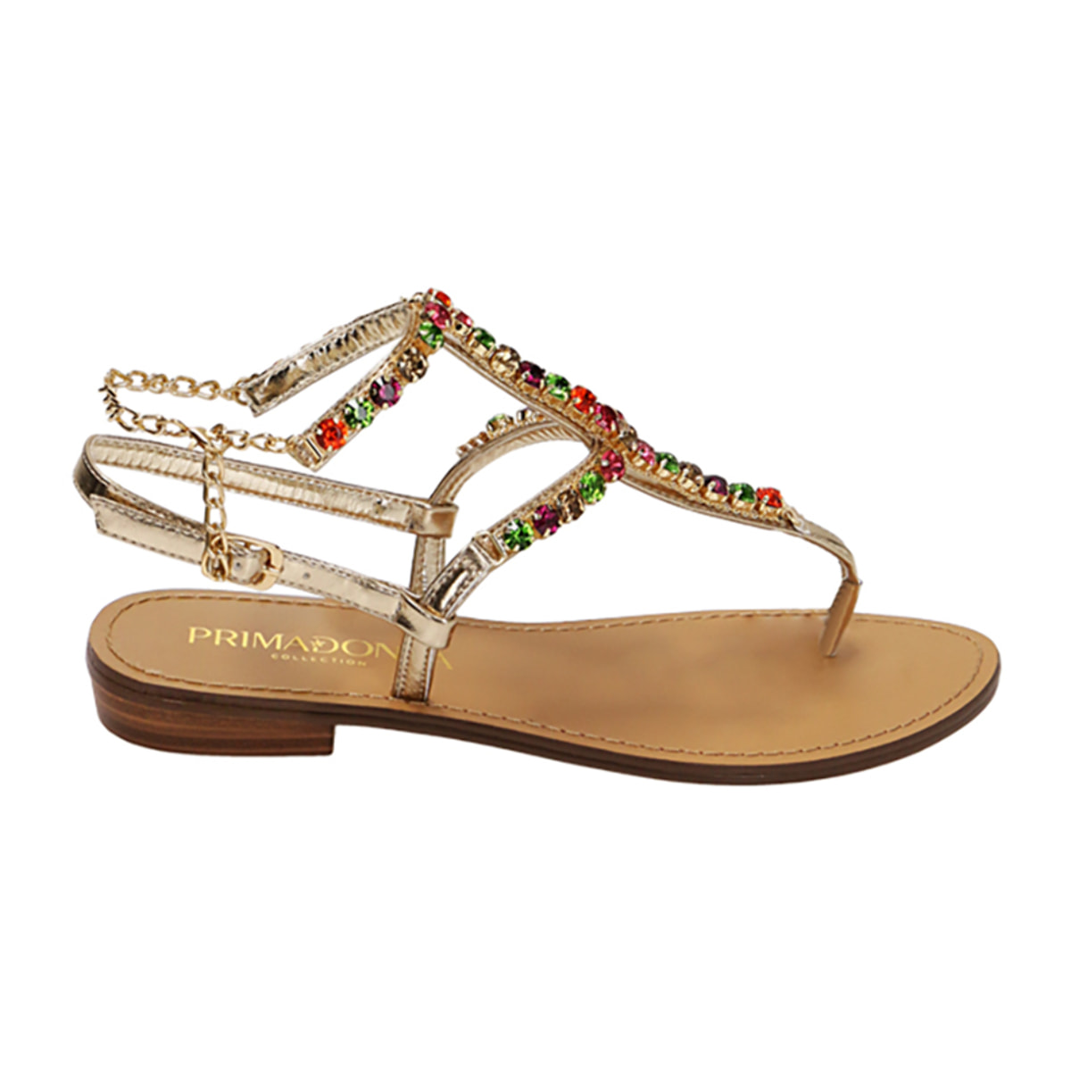 Sandalias planas laminadas en oro