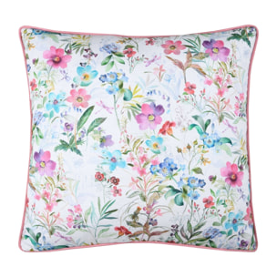 Coussin passepoilé imprimé fleurettes - Rose Clair