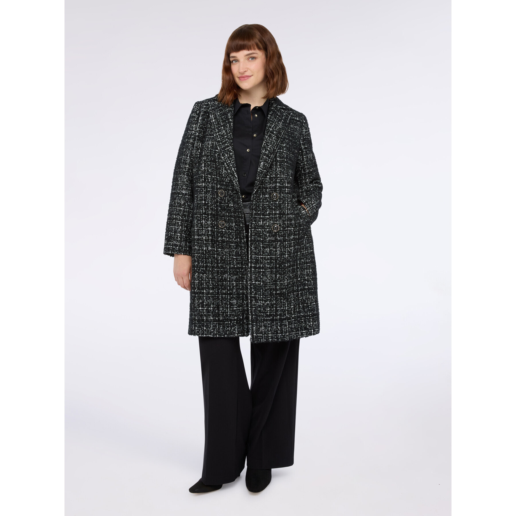 Fiorella Rubino - Cappotto tessuto bouclé in misto lana - Nero