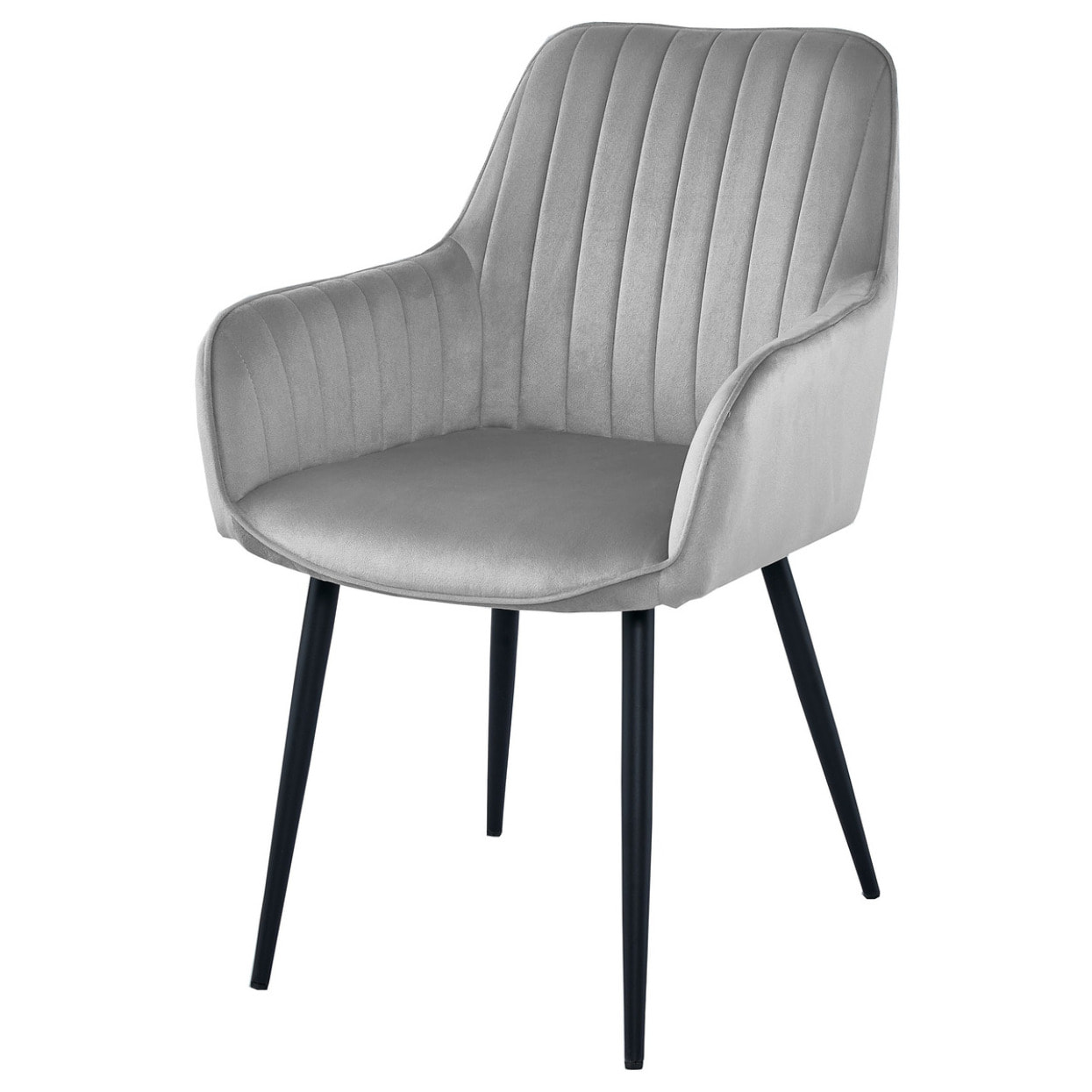Sedia con braccioli Solden in velluto grigio argento