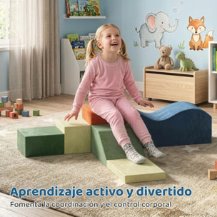 AIYAPLAY Juego de 6 Bloques de Espuma para Niños, Bloques de Psicomotricidad Infantil con Base Antideslizante, Set de Escalada Suave Interior para Escalar y Gatear, +1 Años