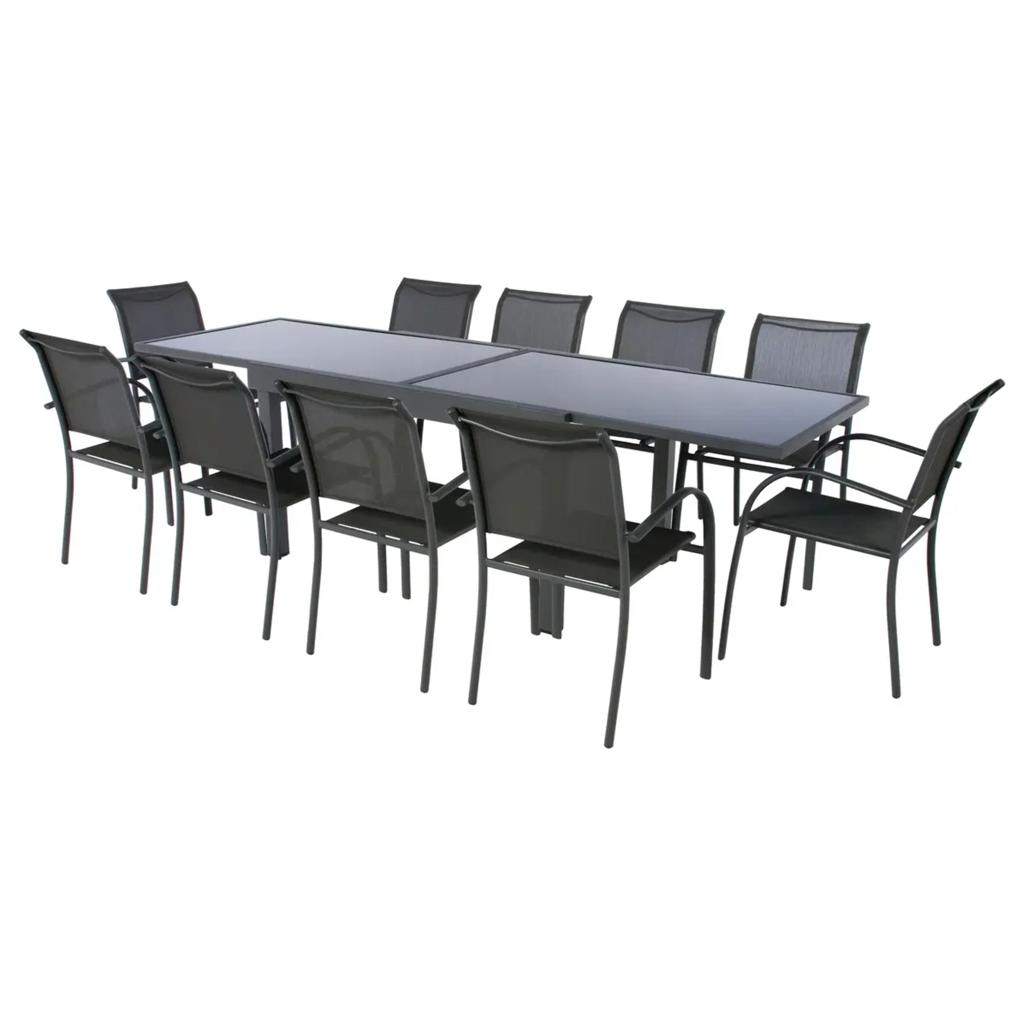 Table de jardin extensible "Piazza" anthracite & graphite 10 places en aluminium traité époxy