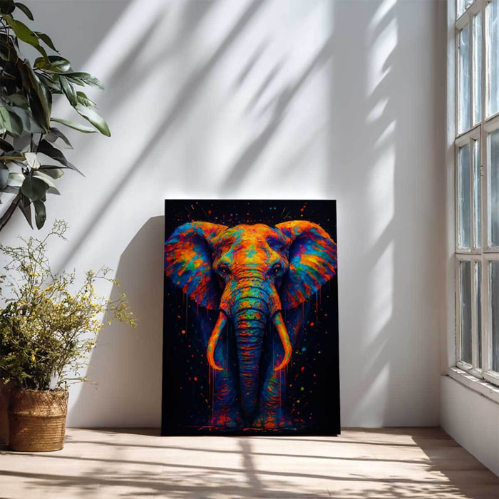 Tableau éléphant multicolore intense Toile imprimée
