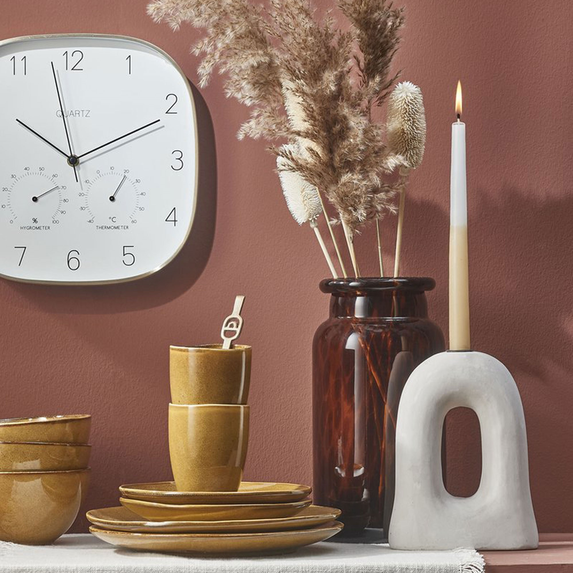 Well home reloj de pared marco plateado ø28,5x4cm