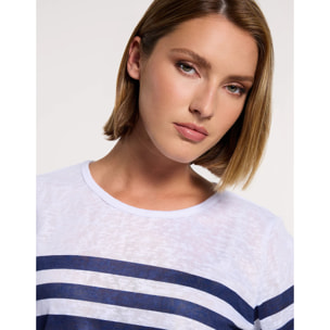 Camiseta Manga Media Azul Marino - Malberry