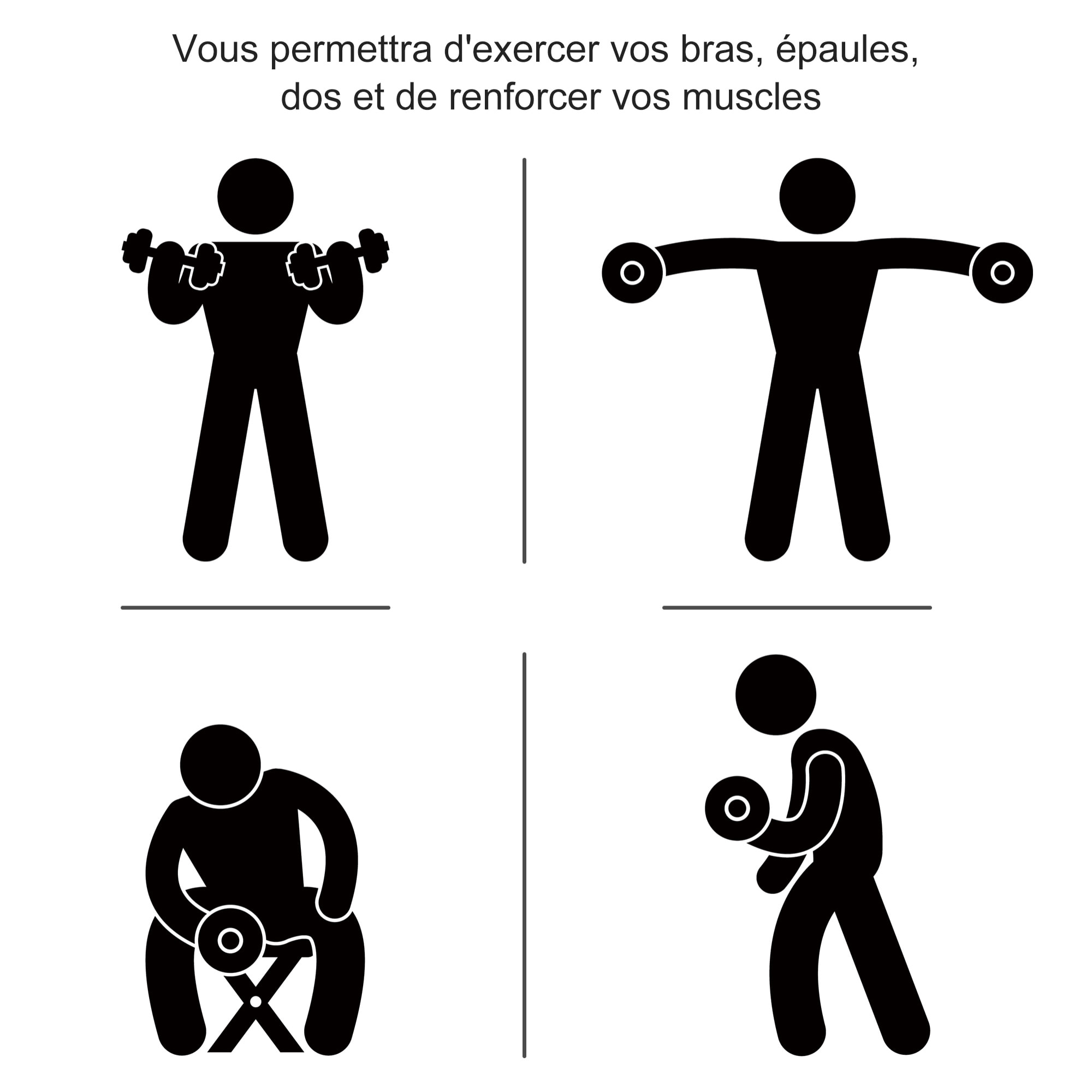 Ensemble d'haltères courtes total 30 Kg - barres incluses - entraînement musculaire & haltérophilie - acier PU noir