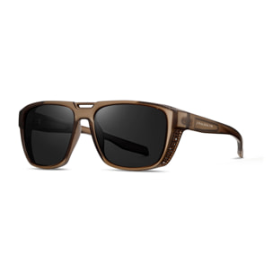 Gafas PALOALTO modelo WINGFOIL en color Montura marrón mate con lentes polarizadas ahumadas.