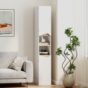Colonne salle de bain design 2 portes 2 étagères 2 niches effet bois clair blanc
