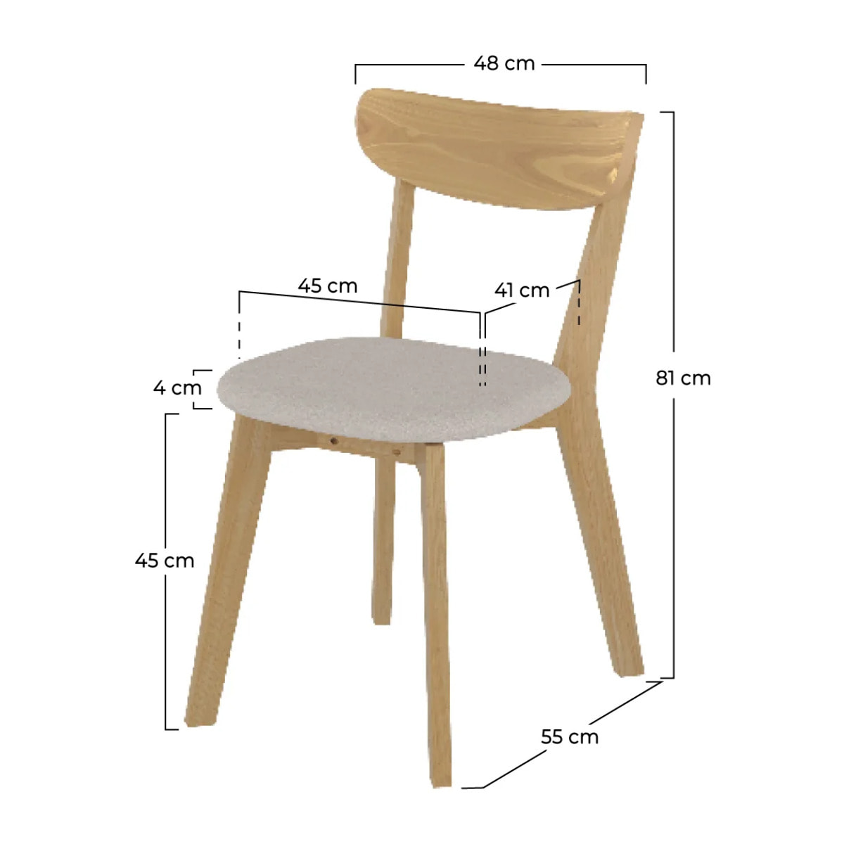Lot de 2 chaises en tissu beige et bois de frêne - Tabata