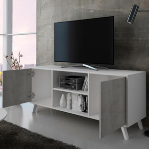 Mueble TV Wind 140 Blanco mate - Gris cemento